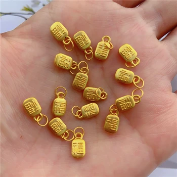 1pcs Grynas 24K 999 Geltonos Aukso 3D Palaiminti Mini Fu Pailgos Pakabukas yra 0,2-0,4 g