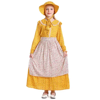 Vaikai Kolonijinės Mergina Prairie Pioneer Suknelė Idiliškas Suknelė