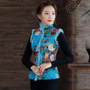 2023 kinų stiliaus tradicinis moterų elegantiškas hanfu vest kamšalu striukė rytų moterims dėvėti vintage priežastinis kasdien šilta liemenė a770