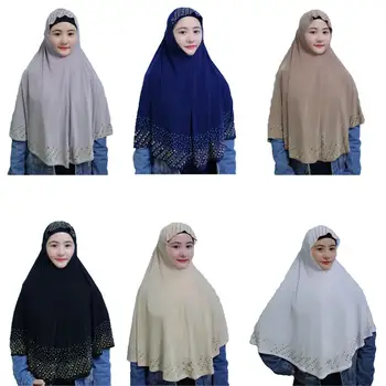 Arabų Musulmonų Moterų Maldos Hijab Šalikas Islamo Orinės Vienas Gabalas Amira Khimar Kalnų Krištolas Galvos Wrap Niquab Pilnas Draudimas Skarelės Naujas