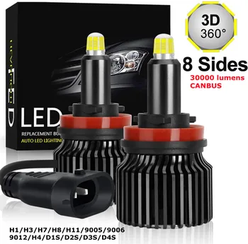 2vnt 3D SPT Mini H7 LED H4, H1 H11 Automobilių Žibintų Lemputės H8, 9005 HB3 HB4 9006 Canbus Led 160W 30000LM 6000K 12V 24V Auto Rūko Žibintai