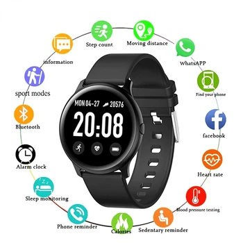 Sportas Apyrankės KW19 Smart Žiūrėti moteriški vyriški Laikrodžiai Širdies ritmo Monitorius Fitness Tracker Elektroninį Laikrodį Smartwatch