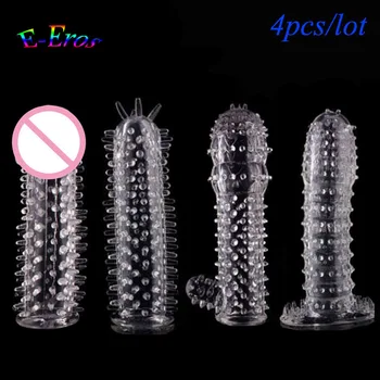 ORISSI 4pcs/daug Pigiausia Erotinių Produktų Daugkartinio naudojimo Prezervatyvą Įvairių Gaidys Žiedas Varpos Rankovėmis Sekso Produkto Sekso žaisliukai Vyrams