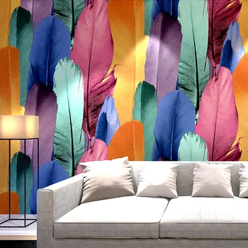Spalvinga Povo Plunksna Sienos Popieriaus 3D TV Fono Sienos KTV Flash Atspindintis Tapetų Juostą Tapetai namų dekoro miegamojo puošimas
