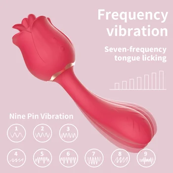 Rose Massager Klitorio Lyžis Vibratoriai Rose Žaislai Su Vibruojančiu Lazdelė Kalba Lyžis Analinis Stimuliatorius Krūtų Spenelių Massager