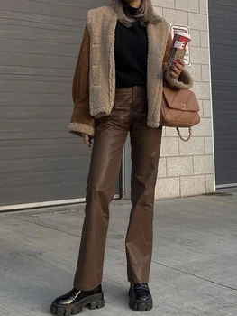 TRAF Striukės paltai moterims 2022 m. rudens žiemos naujas mados šiltas, elegantiškas moterų vilnos švarkas kailis atsitiktinis gatvės jaunimo žiemos paltai
