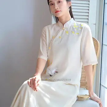 2022 m. derliaus kinijos cheongsam suknelė tradicinių qipao suknelė moterų gėlių siuvinėjimas vestidos zen arbatos elegantiškas cheongsam suknelė