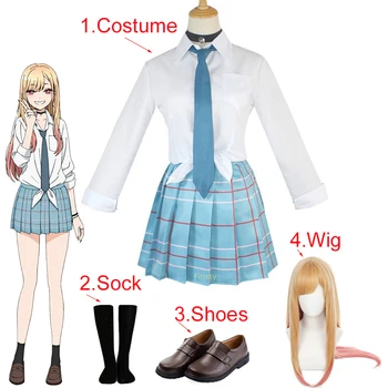 Anime High School Girl Studentų JK Uniformos Sijonas Mano Dress-Up Numylėtinis Marinas Kitagawa Cosplay Kostiumas