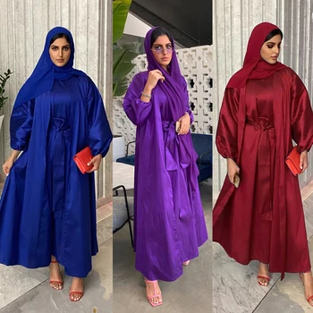 Abaja Dubajus Turkijos Islamo, Indijos, Saudo Arabų Musulmonų Suknelė Rinkiniai Moterims Kaftan Mujer Vestido Skraiste Longue Kimono Femme Musulmane