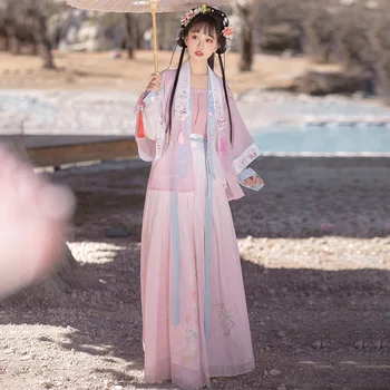 Lady Pavasario, Vasaros, Nauja Kinų Stiliaus Siuvinėjimų Pasakų Hanfu Suknelė Moterims Rytų Tradicinės Derliaus Keturių Dalių Kostiumą Kostiumas