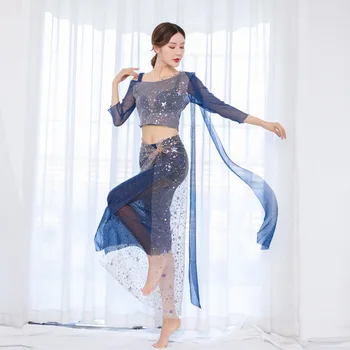 Pilvo Šokio Kostiumas Moterims Rytų Garsiausių Praktikos Dėvėti Suaugusių Seksualus China Viršų Ir Hip-Skara Skaidrus Akių Dancewear