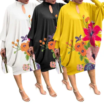 Plius Dydžio Drabužių Moterims Rudenį Afrikos Moterų, O-kaklo Spausdinimo Poliesteris Plius Dydis Suknelė Afrikos Suknelės Moterims, S-5XL