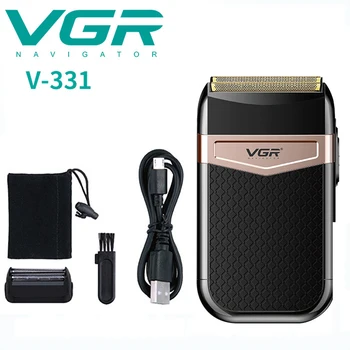 Elektrinis Skustuvas Plaunamas USB Įkraunamas Belaidis Elektrinis Skustuvas, Skutimosi Mašina Vyrams Barzda Žoliapjovės Šlapias-Sausas Dual VGR V331