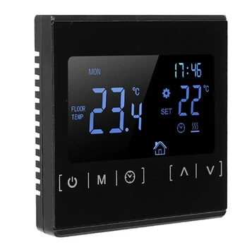 LCD Touchscreen Termostatas Programuojamas Elektrinis Grindų Šildymo Sistema Thermoregulator AC 85-250V (Juoda)