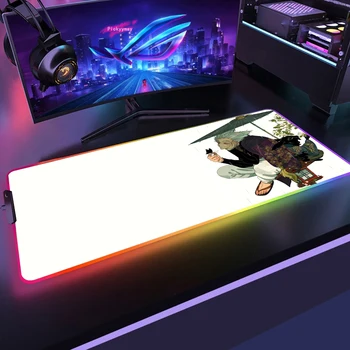 Didelis Anime Vienas Smūgis Vyras Apšvietimas RGB Hub Žaidimų USB Pelės Mygtukai Su Led Gumos neslidus Kilimėlis Šviesos PC Gamer Mausepad 