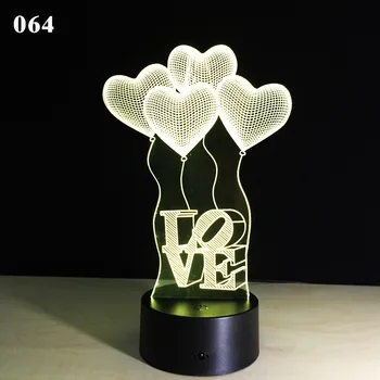 NAUJAS Romantiškas aš MYLIU TAVE Saldus Meilužio Širdį Balionas Spalvinga 3D USB Lempa Veiksmų Skaičius, Akrilo Naktį Šviesos diodų (LED) Lentelė Miegamojo Puošimas