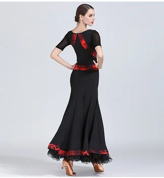 Šiuolaikinių šokių drabužiai moterims, sportinių šokių mokymas, sijonas rumba valsas tango šokio praktikos atlikimo kostiumas visiškai skirted suknelė S9037
