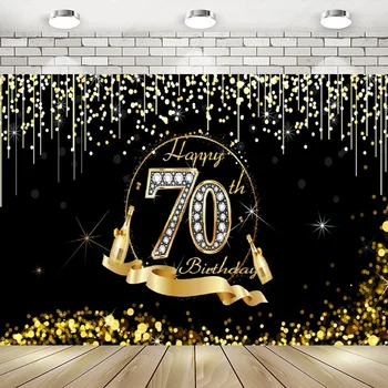 70 Gimtadienio Fotografijos Fonas Apdailos Juodojo Aukso Ženklas Plakato Fone Reklama Plakatas Šalies Nuotrauka