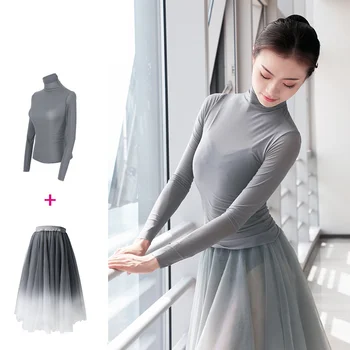 2021 Naujas įėjimai į baleto marškinėliai Senų moterų sijonai Šokių ilgas sijonas Šiaurės wrap sijonas Dviejų šokių suknelė