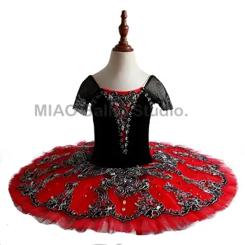 Ispanijos Profesinės Baleto Tutus Juodas raudonas blynas Balerinos Kostiumu Klasikinio Baleto mdc suknelė moterų Tinklinio Trumpas Rankovės 0041