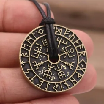 Retro Klasika Viking Rune Kompasas Išpjovą Pakabukas Odin Viking Karoliai Vyrų Amulet Papuošalai, Aksesuarai