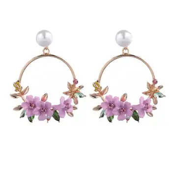 korėjos mados auskarai edition naujų gėlių ausies stud saldus, minkštas keramikos perlo auskaru ausinės karšto stiliaus stud auskarai