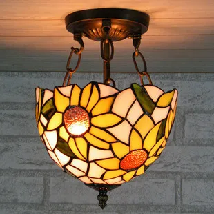 tiffany sun flower stiliaus prieškambario pakabukas šviesos balkonas Didifanni stiklo plafono lemputė 8inch