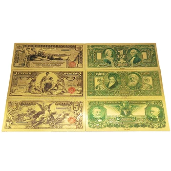 Išskirtinį 1/2/5 JAV Doleriais Netikrų Pinigų AR Krepšys Nustatyti Aukso Folija Banknotų Atminimo Dovanų Kolekcija