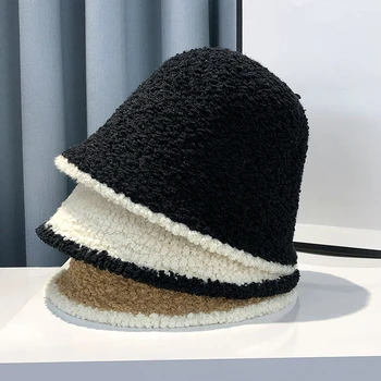 Rudenį ir Žiemą Kibiro Kepurę Moterų Pliušinis Sutirštės Šiltas Kontrasto Spalvų Kibiro Kepurę