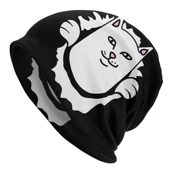 Funny Cat variklio Dangčio Megzti Beanie Skrybėlių Moterų, Vyrų Mados Žiemą Šiltas Skullies Beanies Dangteliai, Slidinėjimo