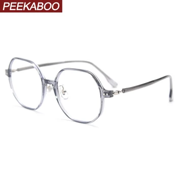 Peekaboo skaidraus lęšio tr90 taurės moterų derliaus didelis rėmas moterų apvalių akinių rėmeliai vyrų daugiakampio juoda skaidri dovanos