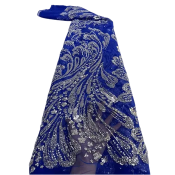 Naujausia Geros Kokybės Elegantiškas Afrikos Zawalcowany Vamzdis Nėriniai Su Daug Akmenų, Audinio Nuotaka Vestuves Suknelė NN599_Z