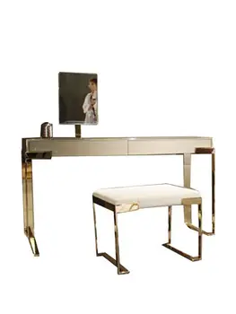 Italijos minimalistinis miegamasis su veidrodžiu mergaitės saugojimo odininkas modernūs, prabangūs stalčių tualetinis staliukas