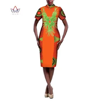 Priežastinis trumpomis Rankovėmis Suknelė Afrikos Moterų Suknelė Tradicinių Afrikos Vaškas Spausdinti Dashiki Kratinys Suknelė Moterims Vestidos Wy026