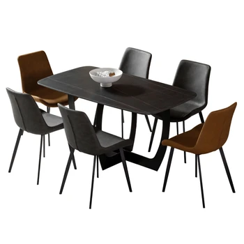 Roko plokštė valgomasis stalas: italijos šviesos prabangus marmuro, valgomasis stalas ir kėdės kartu su šiuolaikinės paprastas valgomojo stalas
