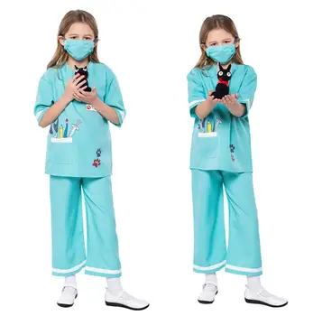 Puras Vaikai Mergina Ligoninėje Moterų Gydytojas, Slaugytoja Veterinarijos Kostiumas Chirurgas Dr Vienodas Cosplay Helovinas Fancy Dress Karnavalas