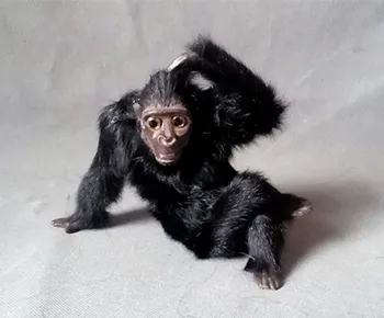 modeliavimo mielas juoda šimpanzė 19x14cm modelis polietileno&kailiai šimpanzė modelį, namų dekoravimo prekėms ,modelis dovana d302