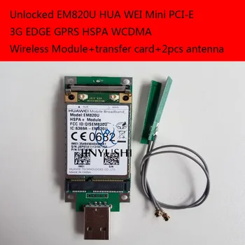 Atrakinta EM820U +2VNT 15CM Antena+USB adapteris HUA WEI Mini PCI-E 3G NAUJI ir Originalus, EDGE, GPRS, HSPA WCDMA modulis akcijų