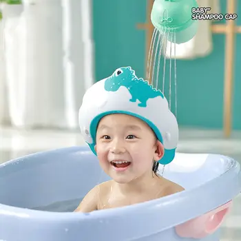 Reguliuojamas Baby Dušo Šampūnas Bžūp Mažai Dinozaurų Plauti Plaukų Shield Skrybėlę Kūdikių Ausų Apsaugos Saugų Vaikų Dušo Galvos apdangalą