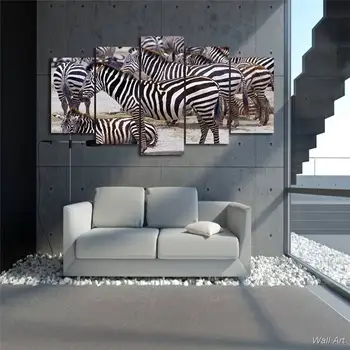 Hd Spausdinti Afrikos Zebra Kraštovaizdžio Grupės Tapybos Kambario Dekoro Spausdinti Plakato Nuotrauką Drobė Nemokamas Pristatymas-92648-YP