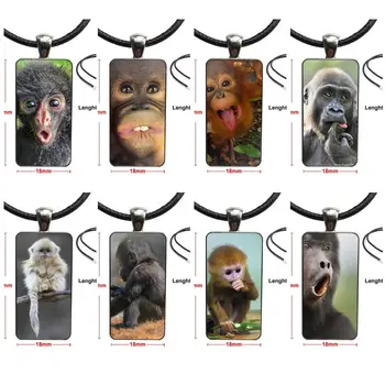 Juokinga Beždžionė Senovinių Papuošalų Iš Plieno Spalva Stiklinės Cabochon Choker Pakabukas Ilgas Stačiakampis Karoliai Vaikams Karoliukai