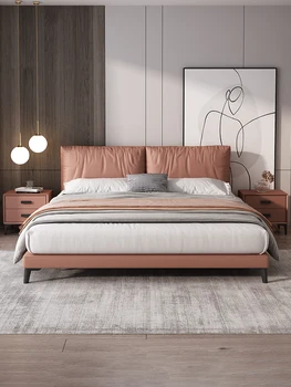 Italijos labai paprasta šluoste meno lova moderni dvigule lova šviesos prabangus miegamasis mokslo ir technologijų medžiaga vestuvių lova
