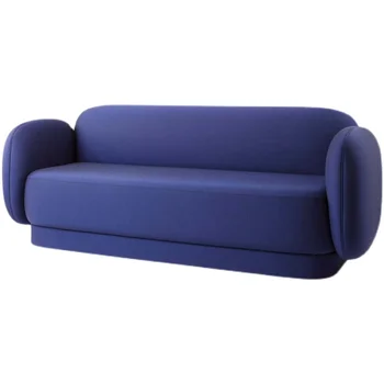 Aukštos Elastinga Sponge Multi-Sėdynės Sofa Italijos Šviesos Prabangaus Audinio Tris-Asmuo, Minimalistinio Dizaino Mėlyna 2.4 Metrų