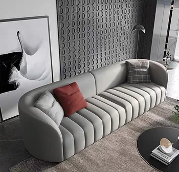 ChinaFurniture gamybos fabrikas, Šiaurės, šviesos, prabangus odinis Multi-sėdynės sofa su nerūdijančio plieno kojos