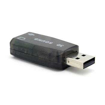 KX4A 3D Garso Garso plokštė Mini Išorinio USB 3,5 mm Mic Mikrofonas, Ausinių Lizdas Adapteris