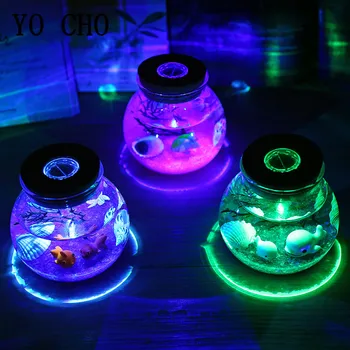 YO CHO Micro Jūros Pasaulis Naktį dega Mergaitė Vaikai Imitacija Smėlio Gyvūnų Šviesos diodų (LED) Lempos Valentino Dienos Dovana Jūros Pasaulis naktinė lempa