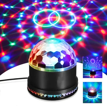 Garso Aktyvuotas Mini Diskoteka Projektorius, RGB 5W Kristalų Magija Kamuolys Žibintai LED UFO Etape Lempa Namų KTV Šalis, Vestuvių Dekoras