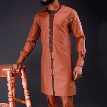 Afrikos vyrų drabužiai dashiki vyrų Siuvinėjimas, Marškinėliai, vasarą ir rudenį nacionalinio stiliaus laisvalaikio orui ilgomis rankovėmis kostiumas