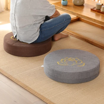 Raundas futonas pagalvėlė meditacijai kilimėlis namų audinio medvilnės ir lino siuvinėti tatamio jogos kilimėlis daze meditacija, maldos Buda padas
