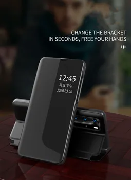 Automatinis Miego flip-nemokamai Atsakydamas į Telefoną Atveju Huawei P20 30 P40 Pro Mate 20 40 Dangtis atsparus smūgiams laikiklis Telefono dėklas